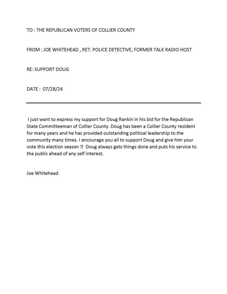 Endorsement from Joe Whitehead